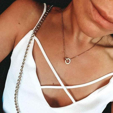 Necklace with Joined Rings & Crystals - Necklace For A Woman - Woman Necklace Necklace Brother & Sisters